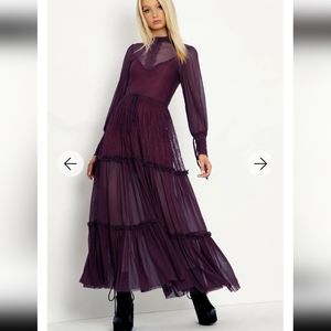Midnight ritual wine sheer maxi dress